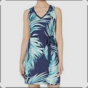 Tommy Bahama Blue and Aqua Striped Knit Dress